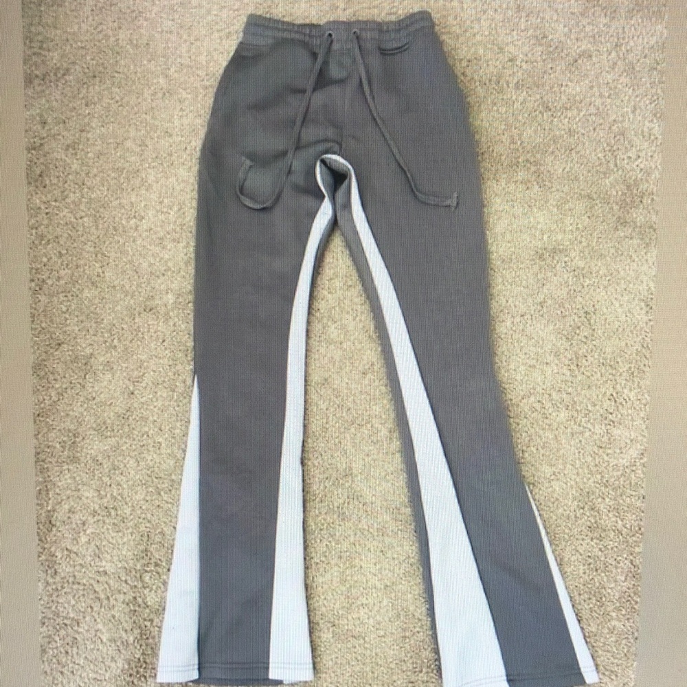 Gray and White Track Pants